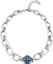 UNODE50 Wide Link Blue Crystal Necklace