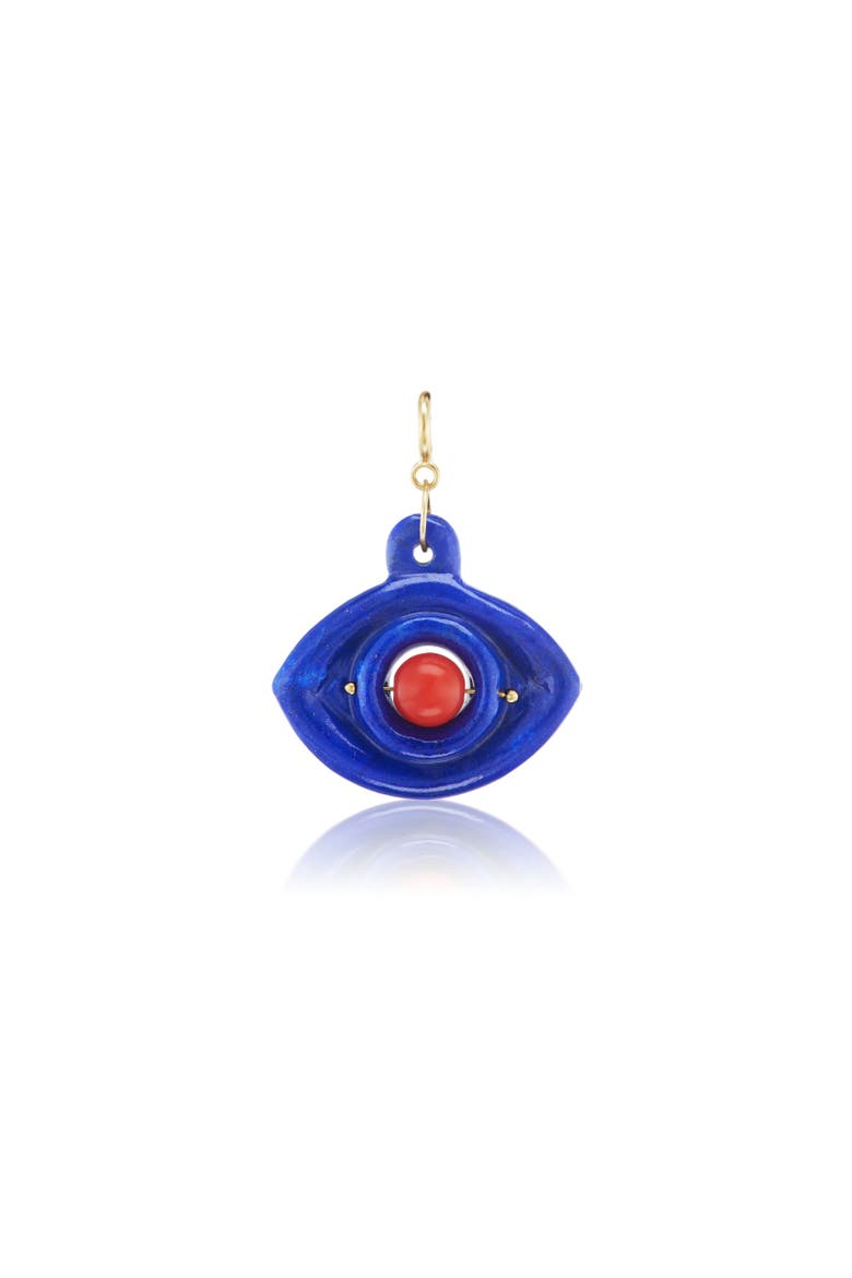 Lapis and Coral Evil Eye Charm, Main, color, Lapis/Coral