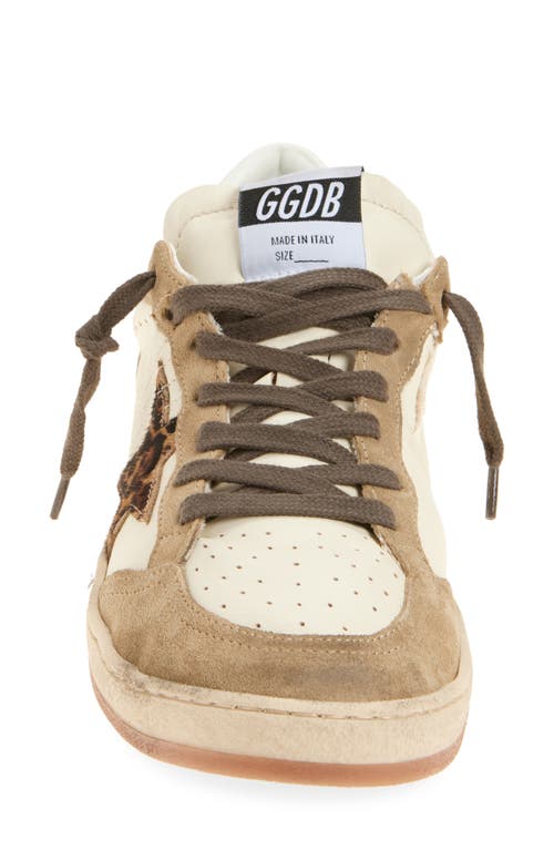 Golden Goose Ball Star Sneaker In White/brown/gold