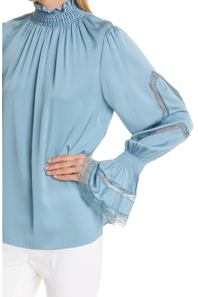 Elsie Stretch Silk Blouse, Alternate, color, DUSTY SKY