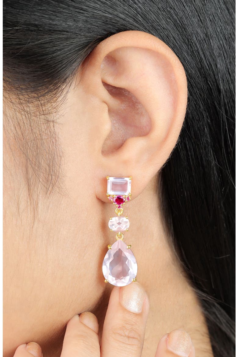 Quartz Drop Earrings, Alternate, color, PINK