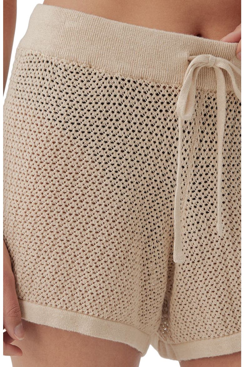 Beachside Linen Crochet Short Made with Organic Cotton, Alternate, color, Sandshell