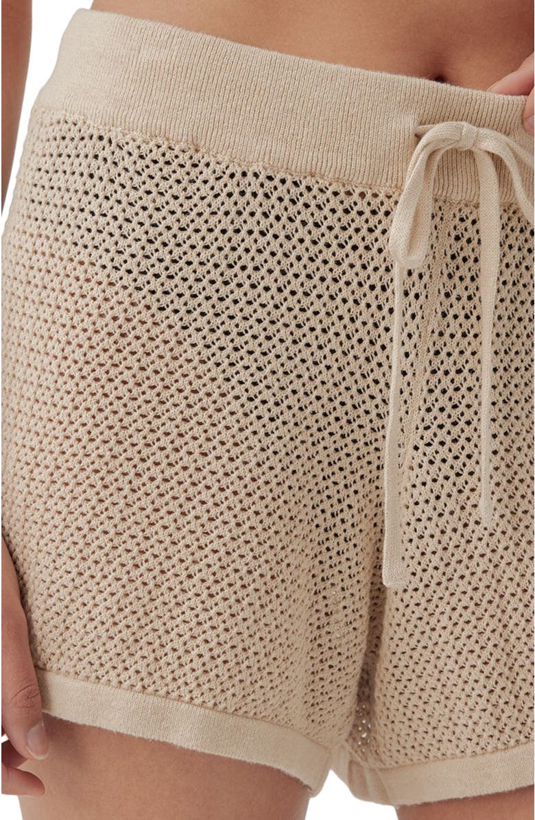 Pact Beachside Linen Crochet Short Made with Organic Cotton, Alternate, color, Sandshell