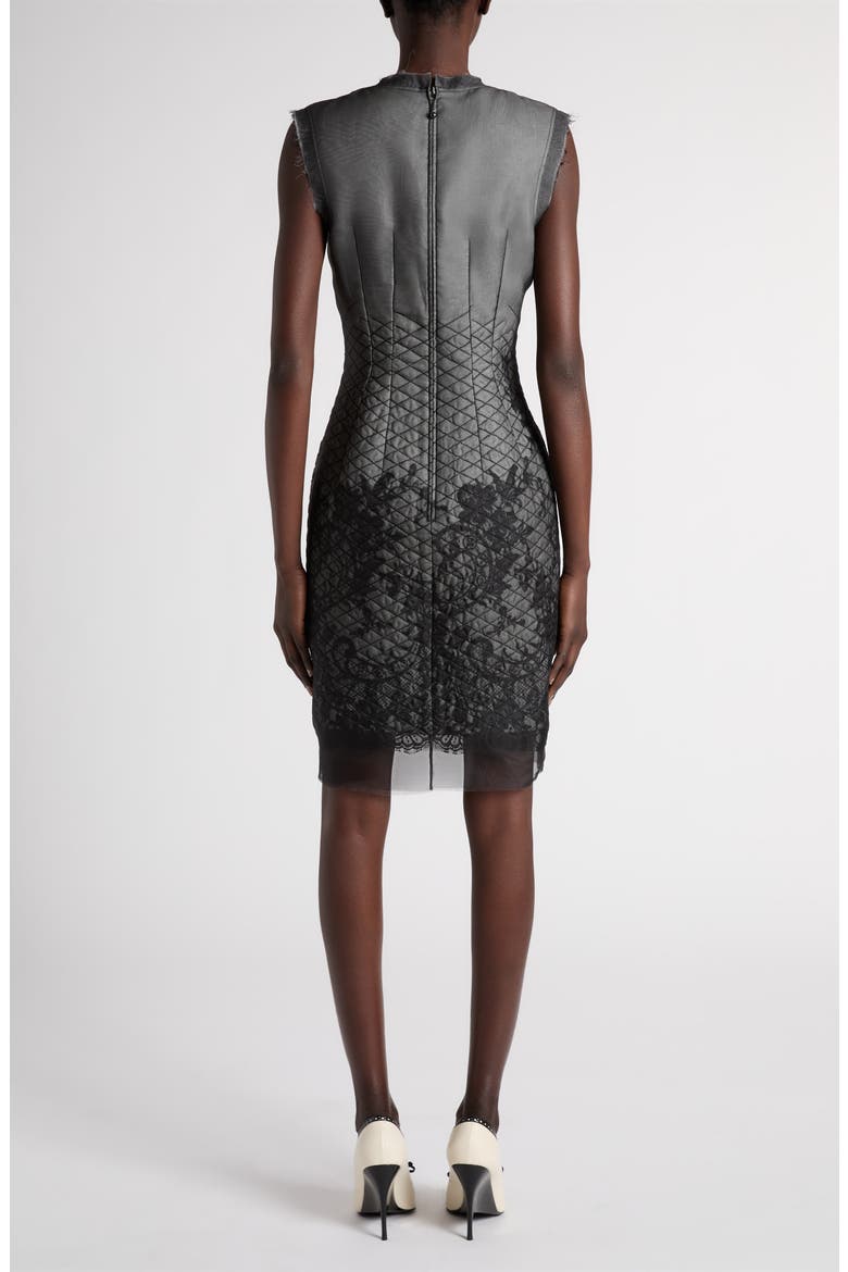 Quilted Silk Lace Minidress, Alternate, color, BLACK