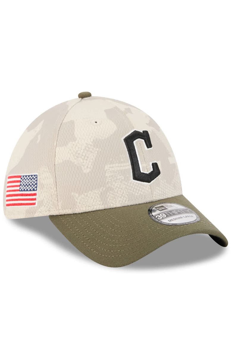 New Era Men's New Era Light Beige/Olive Cleveland Guardians 2025 Armed Forces Day 39THIRTY Flex Hat, Main, color, Light Beige