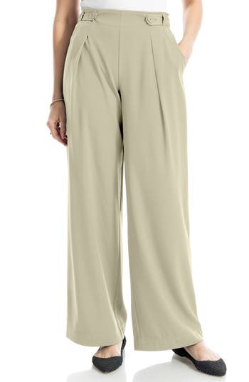 Max Studio Pleated Wide Leg Pant In Green