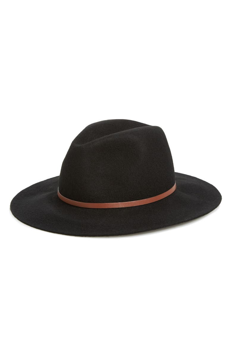 Hinge Faux Leather Trim Wool Felt Panama Hat, Main, color, 