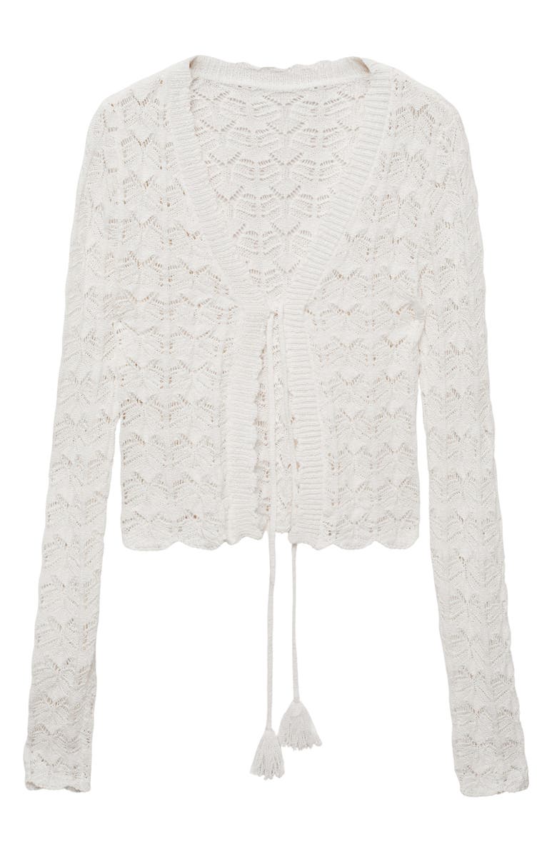 MANGO Patri Open Stitch Cardigan, Alternate, color, White