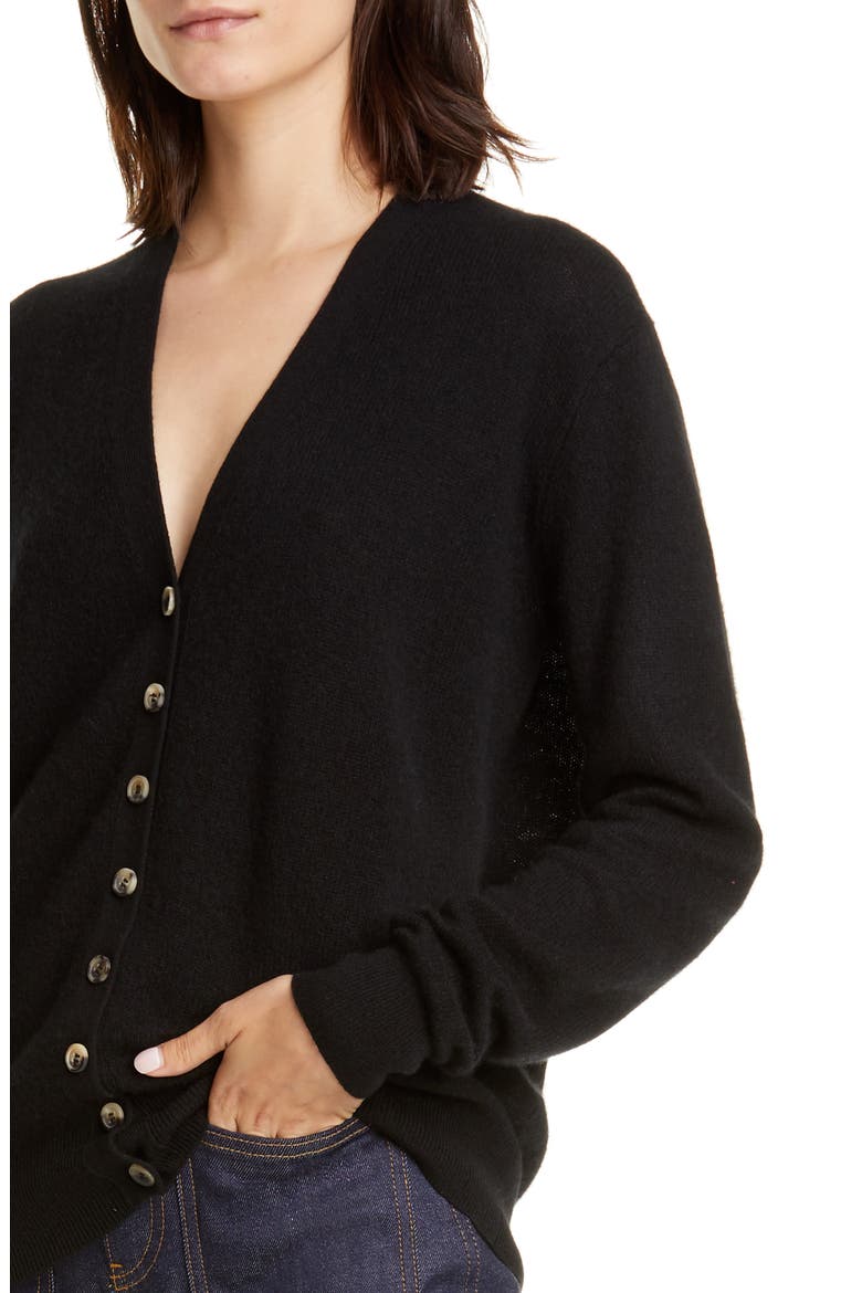 Amelia Button Front Cashmere Cardigan, Alternate, color, BLACK