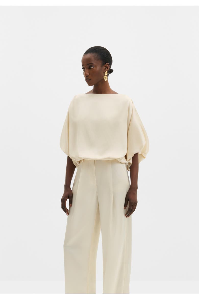 Havanna Boat Neck Puff Sleeve Blouse, Main, color, Pearl