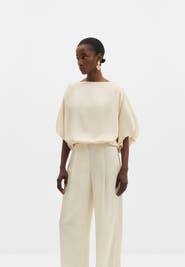 Malina Havanna Boat Neck Puff Sleeve Blouse