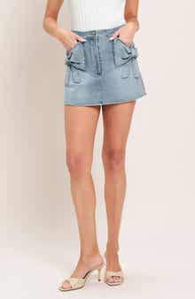 Bow Pocket Denim Skort