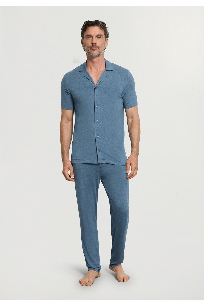 Casuals Notch Collar Button Front Shirt, Alternate, color, Retro Blue Melange
