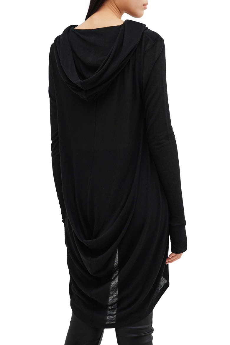 Oslo Semisheer Long Sleeve High-Low Jersey Tunic, Alternate, color, BLACK