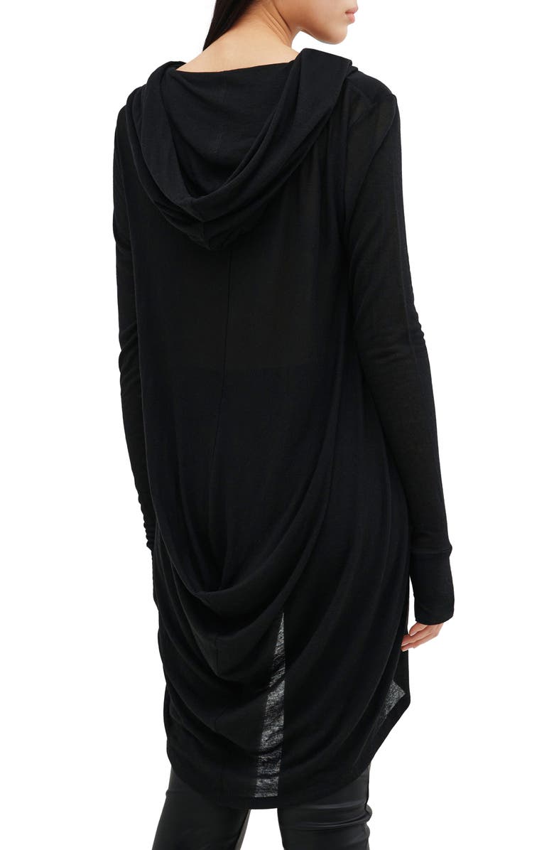 Marcella Oslo Semisheer Long Sleeve High-Low Jersey Tunic, Alternate, color, Black