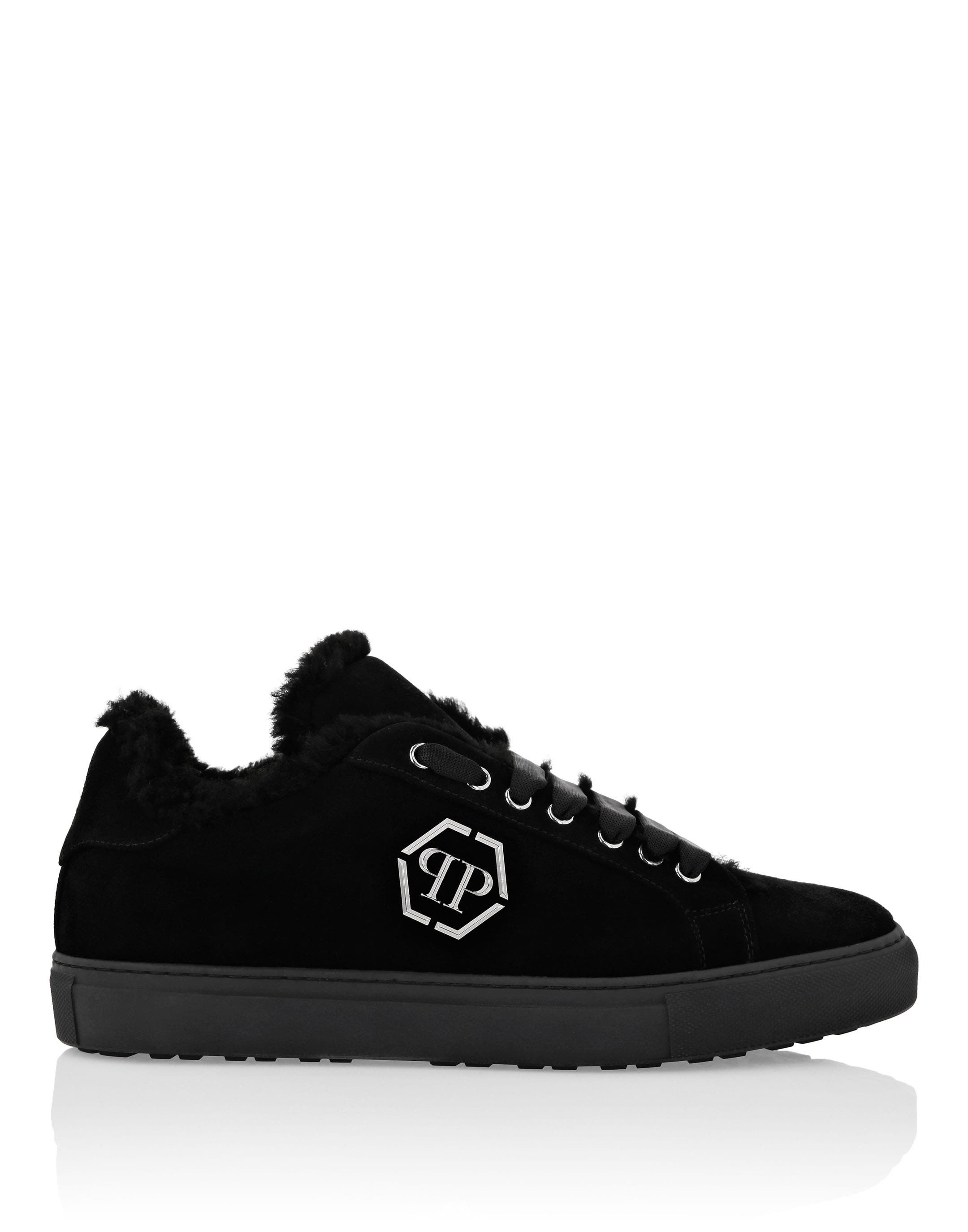 Shearling Lo-Top Sneakers Men, Alternate, color, black