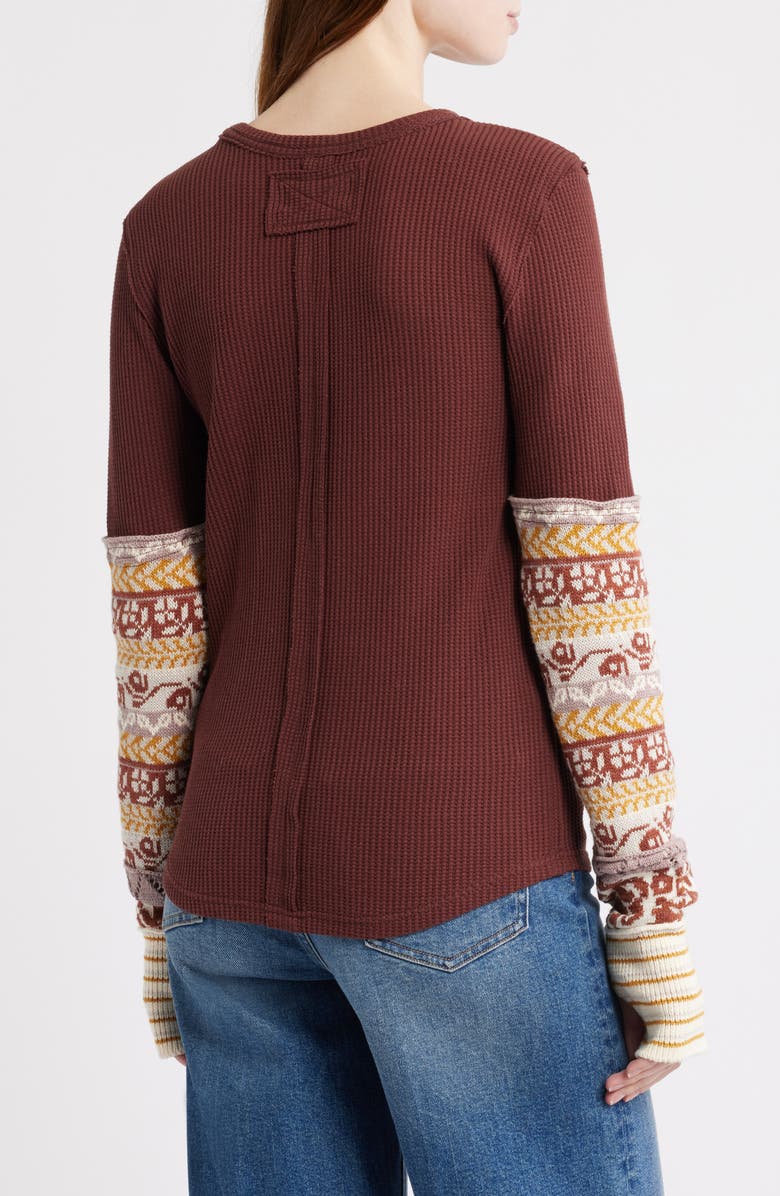 Free People All In Cuff Knit Top, Alternate, color, Chocolate Combo