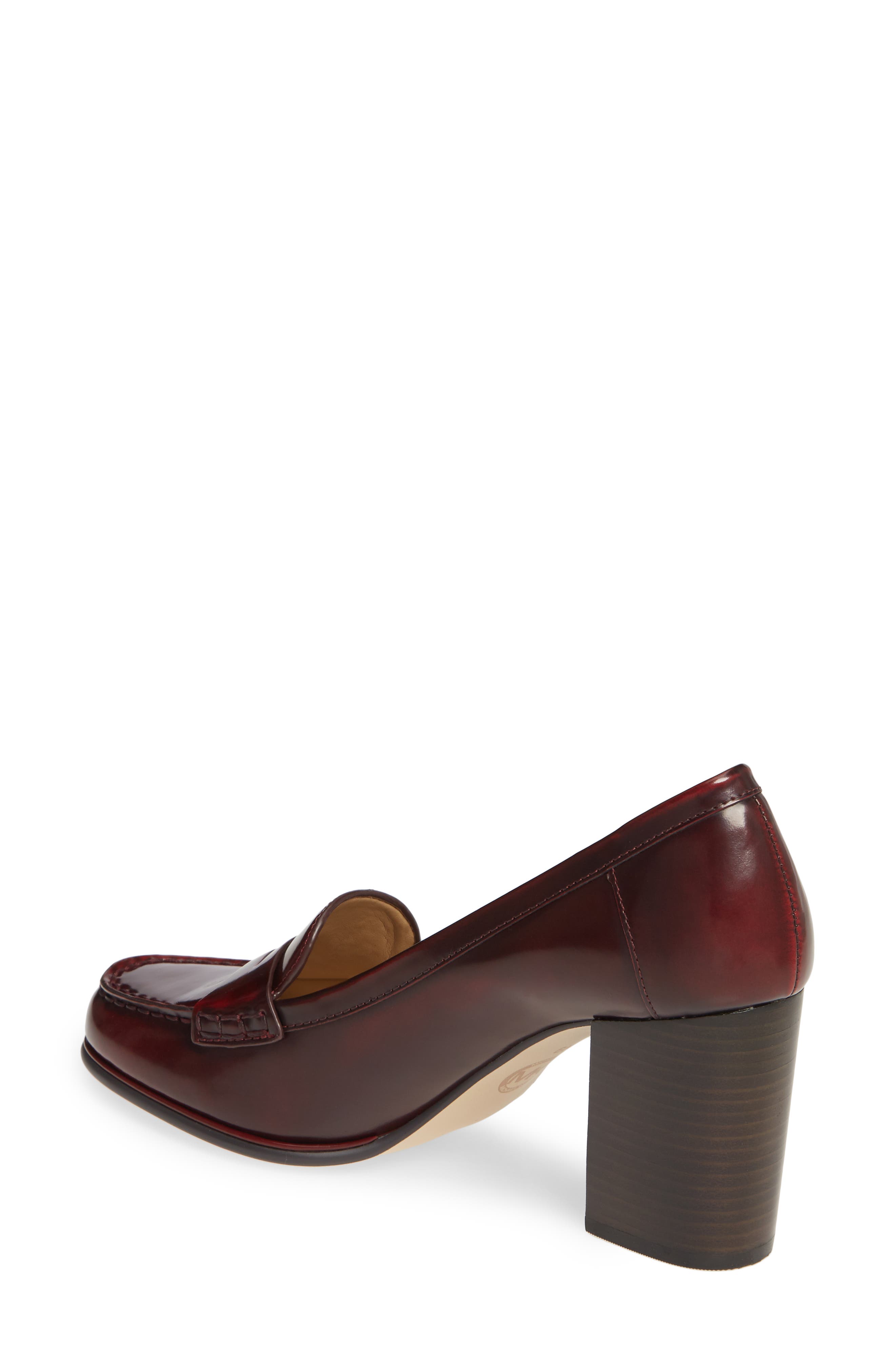 Buchanan Block Heel Loafer, Alternate, color, BRANDY PATENT LEATHER