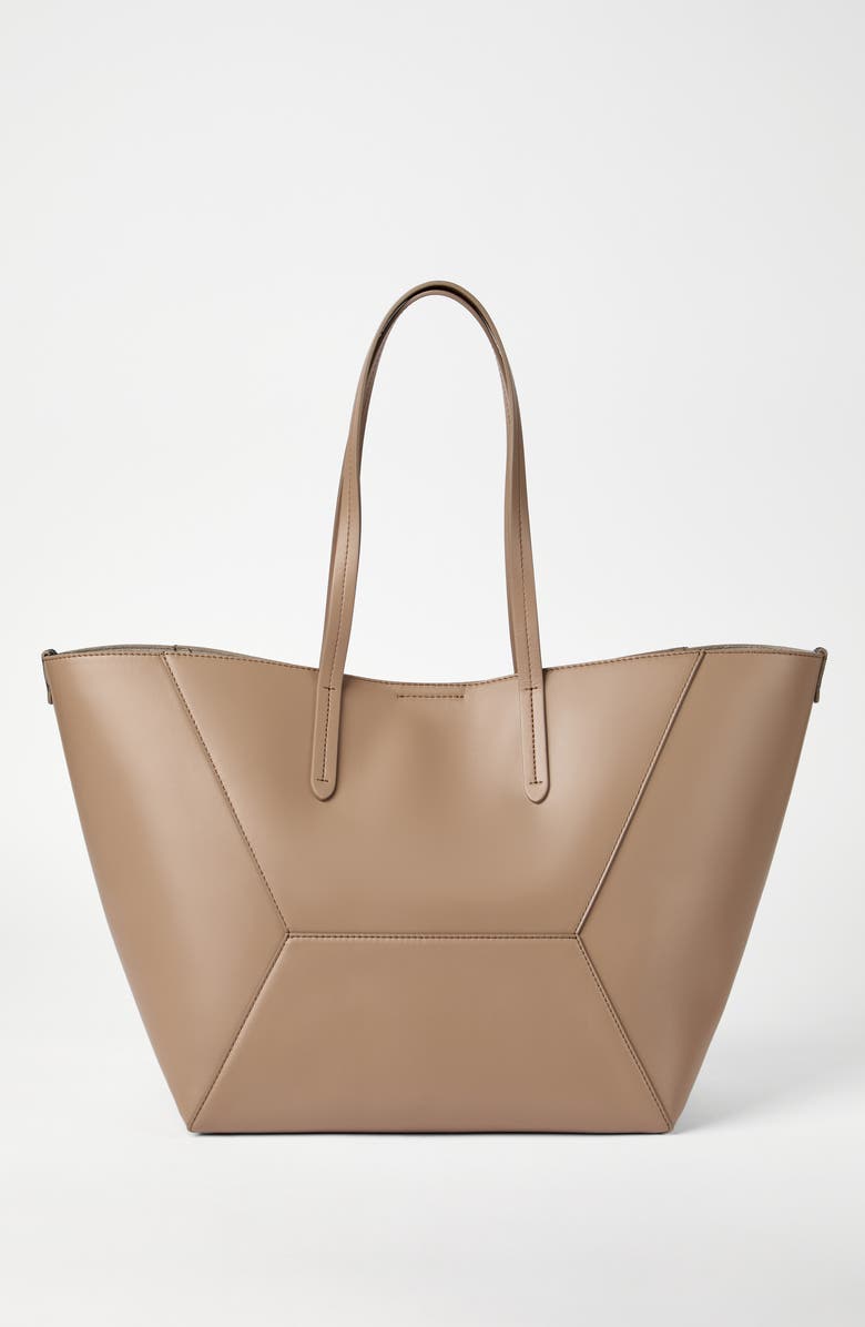 Brunello Cucinelli Calfskin BC Duo bag, Alternate, color, Hazelnut