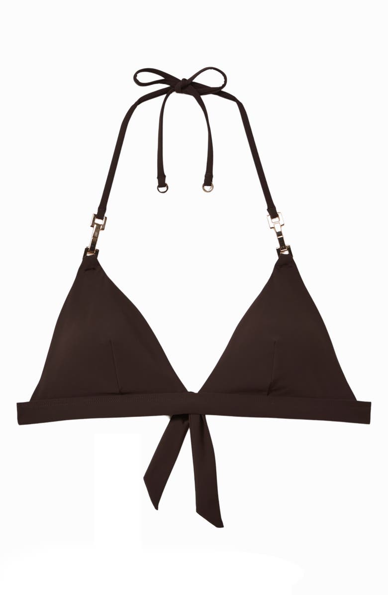 Reiss Riah Triangle Bikini Top, Alternate, color, Chocolate
