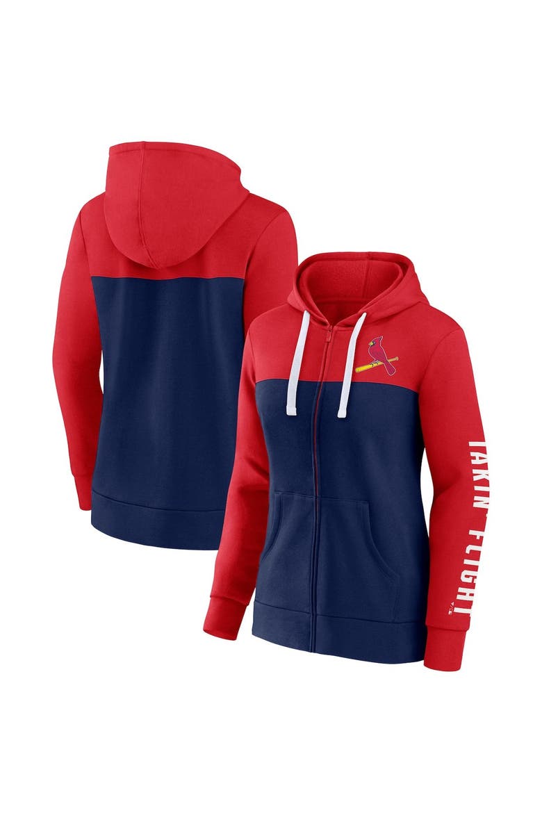 Women's Fanatics Branded Red/Navy St. Louis Cardinals Take The Field Colorblocked Hoodie Full-Zip Jacket, Main, color, Red