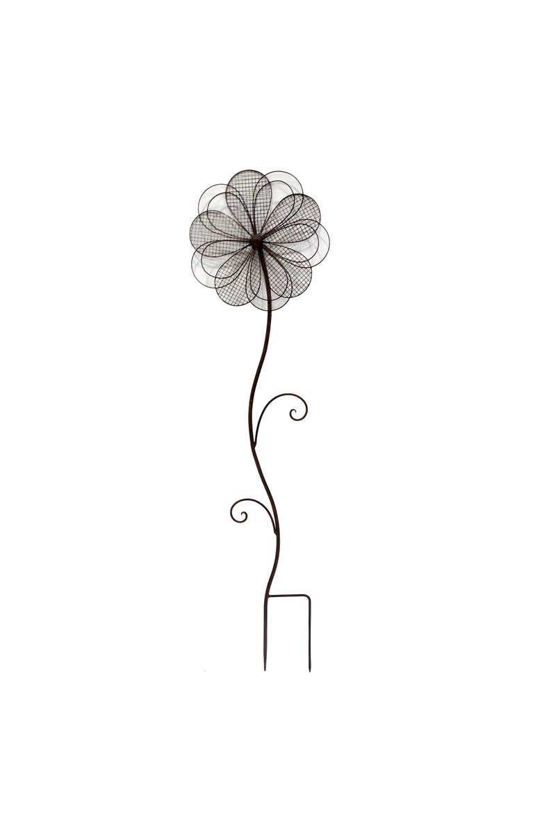 Metal 40.5 in. Petal Flower Garden Stake, Main, color, Black