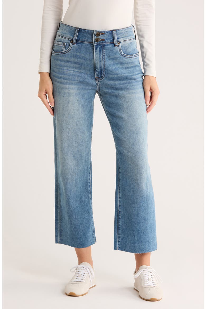 Lucy Raw Hem High Waist Crop Wide Leg Jeans, Main, color, VIOLA
