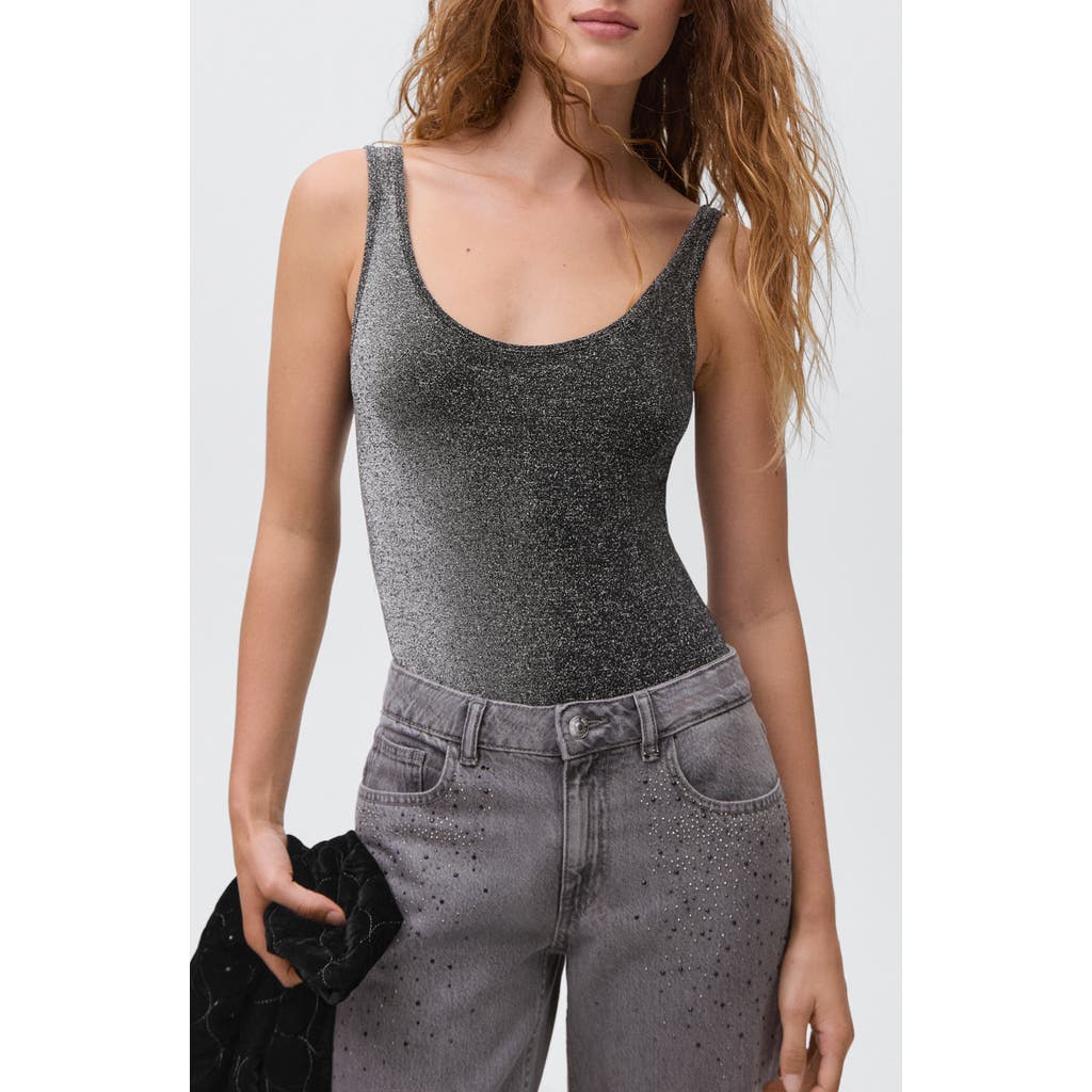 Mango Teen Glossy Tank Bodysuit In Black