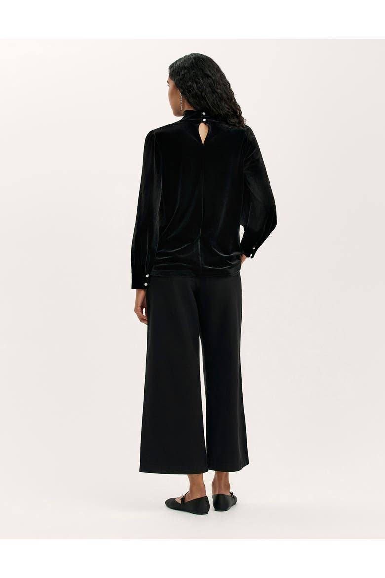 Clementine Velvet High Neck Top, Alternate, color, Black