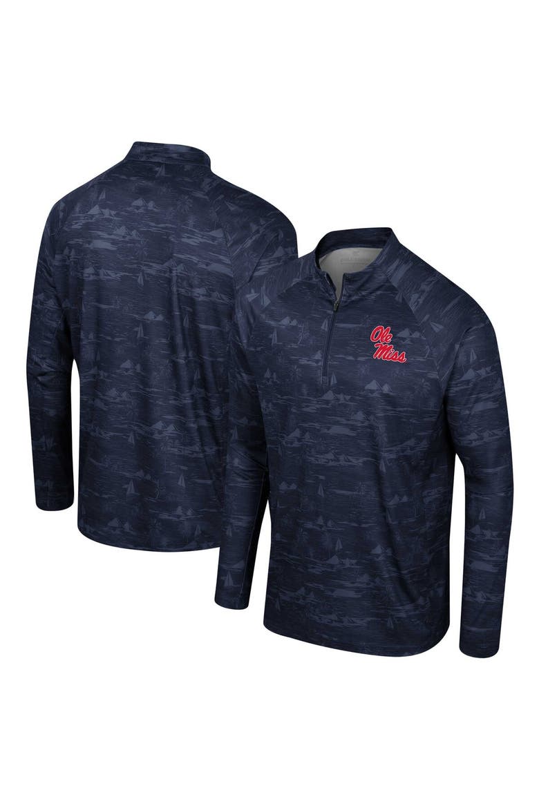 Men's Colosseum Navy Ole Miss Rebels Carson Raglan Quarter-Zip Jacket, Main, color, Navy