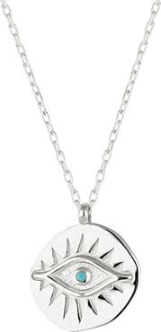 Spero London Eye Coin Sterling Silver Evil Eye Necklace