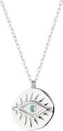 Spero London Eye Coin Sterling Silver Evil Eye Necklace