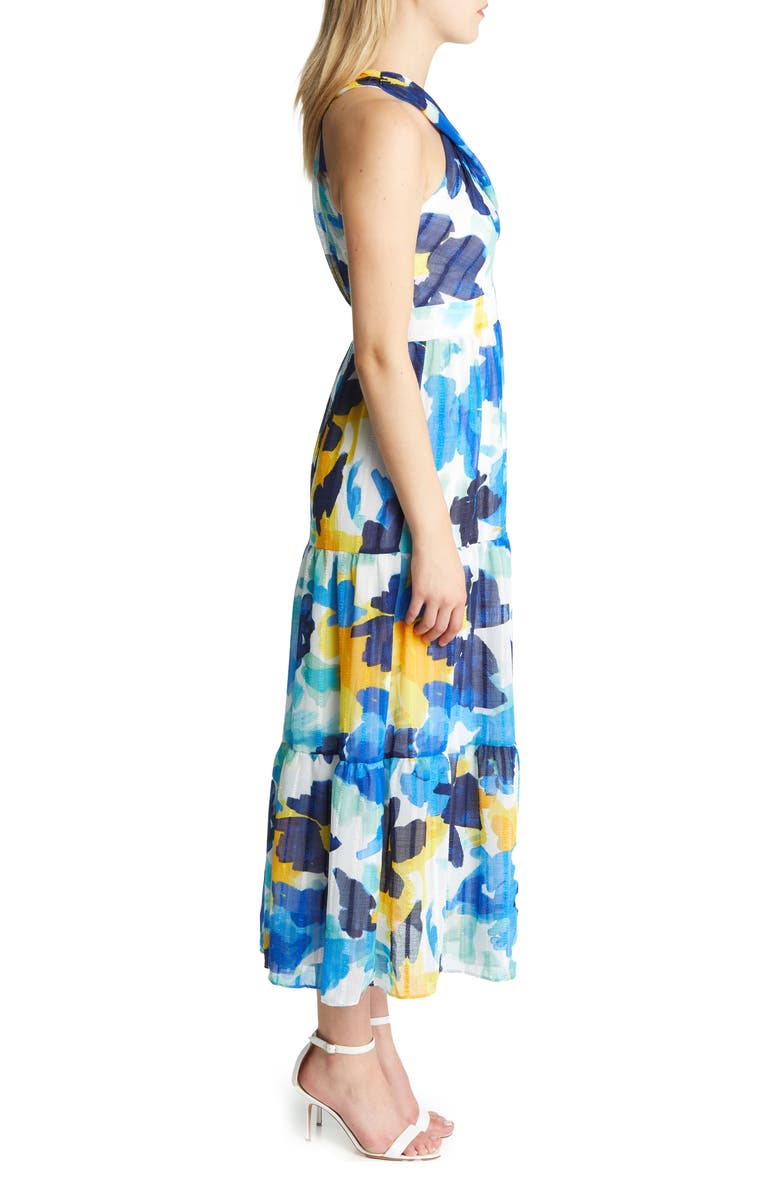 Maggy London Abstract Floral Halter Neck Maxi Dress, Alternate, color, 