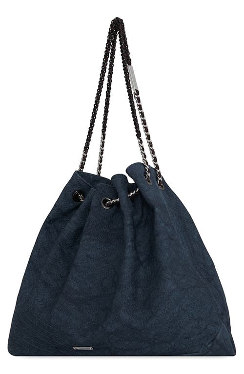 Rebecca Minkoff Chevron Stitch Slouchy Leather Tote In Blue