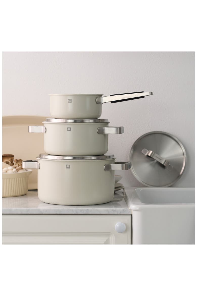 Pure 6-Piece Nonstick Stainless Steel Cookware Set, Alternate, color, IVORY WHITE