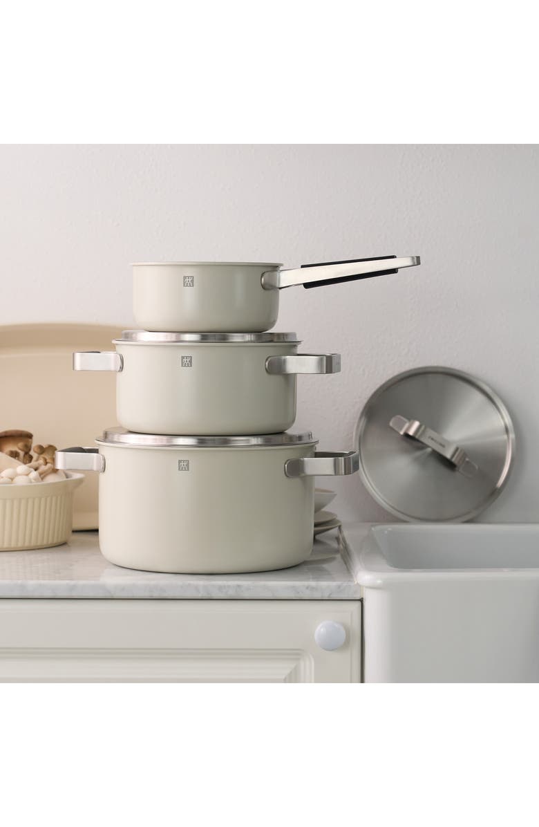 ZWILLING Pure 6-Piece Nonstick Stainless Steel Cookware Set, Alternate, color, Ivory White