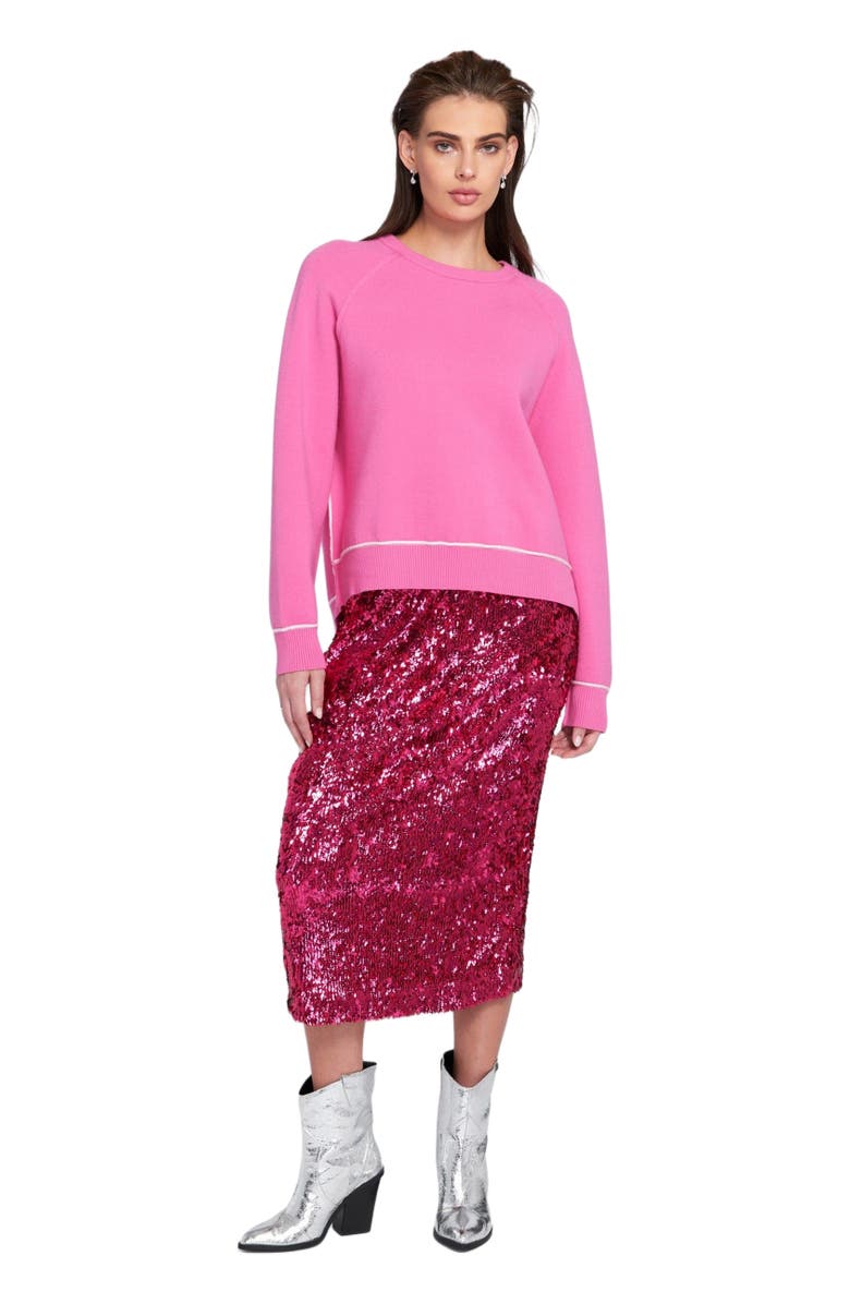 ELLE Collection Knit Sweatshirt Pullover, Main, color, Fuchsia