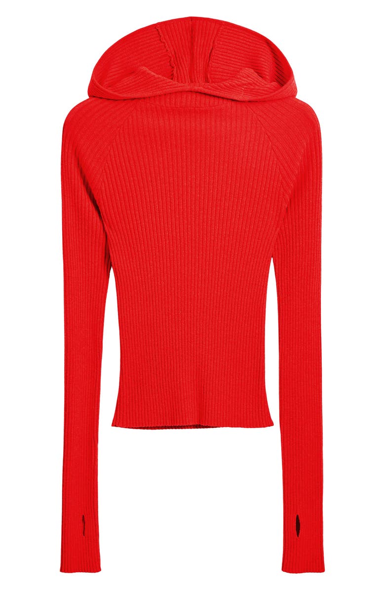 Desigual Rib Hoodie Sweater, Alternate, color, Orange Red