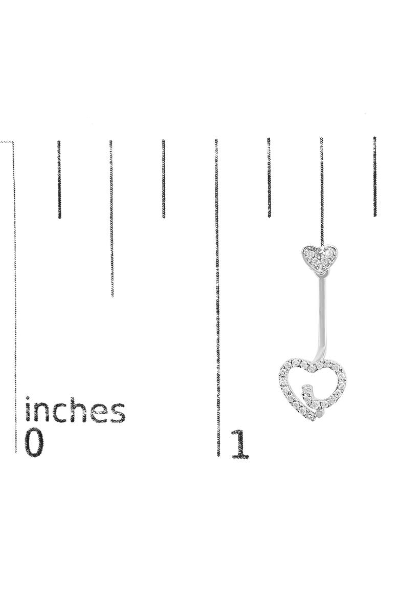 Silver 1/4 Ct Diamond Swirl Heart Front/Back Earrings, Alternate, color, White