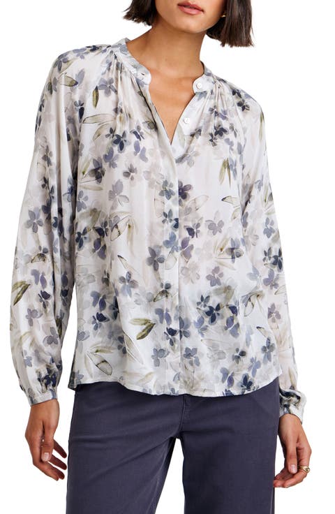 Floral Print Button-Up Blouse