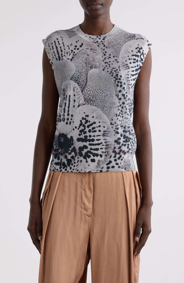 Dries Van Noten Tamara Leopard Orchid Sleeveless Cotton Blend Sweater, Main, color, 