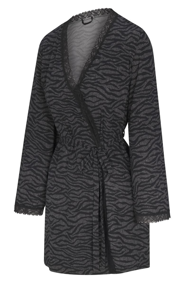 SAVAGE X FENTY Snug Hug Short Robe, Main, color, Black Caviar Tiger Stripe Text