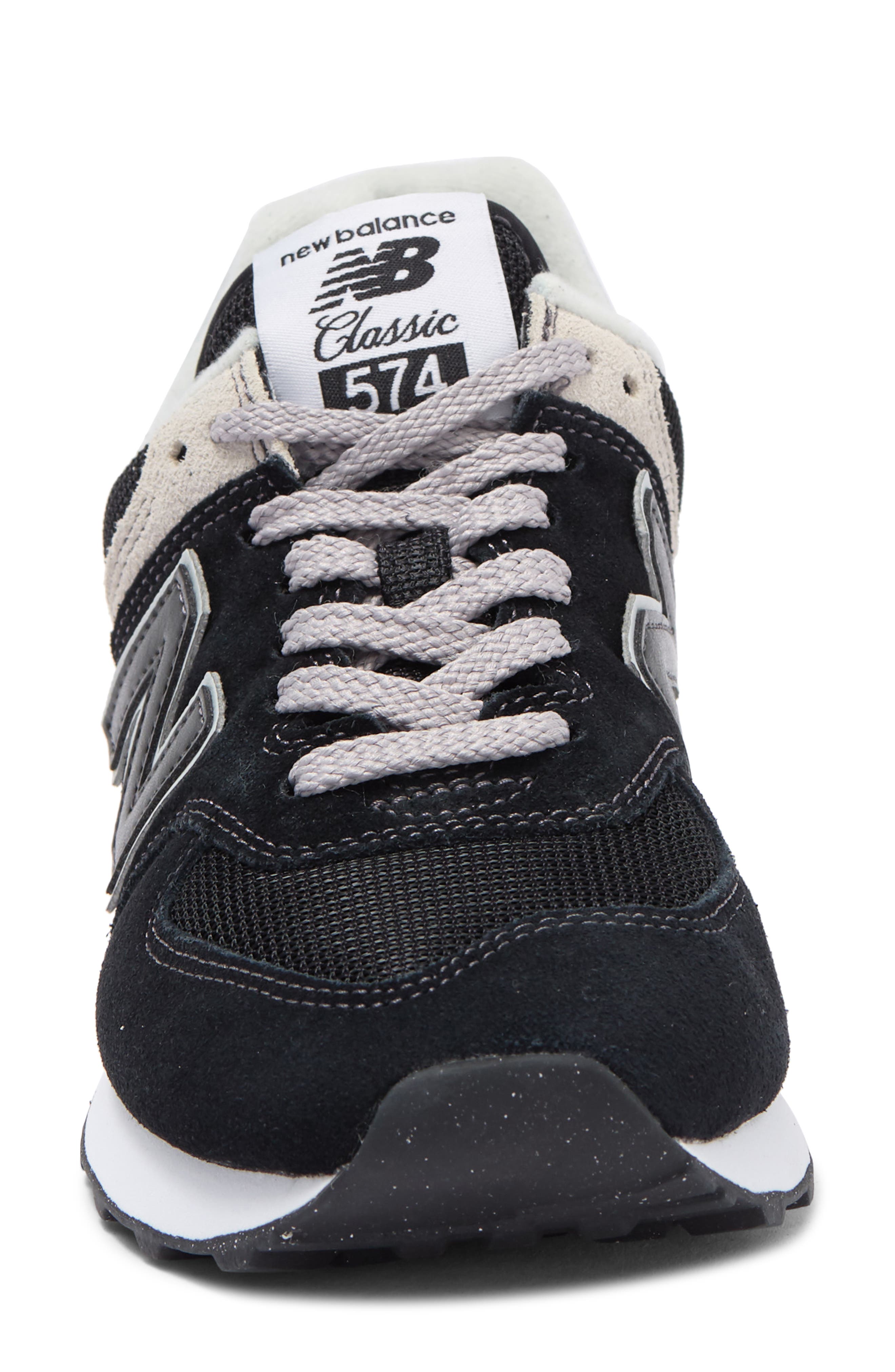 New Balance 574 Sneaker, Alternate, color, Black/ White