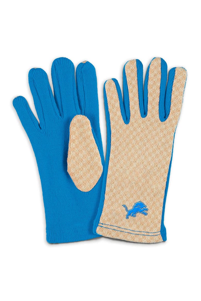 Women's WEAR by Erin Andrews Detroit Lions Tonal Microcheck Scarf & Glove Set, Alternate, color, Tan