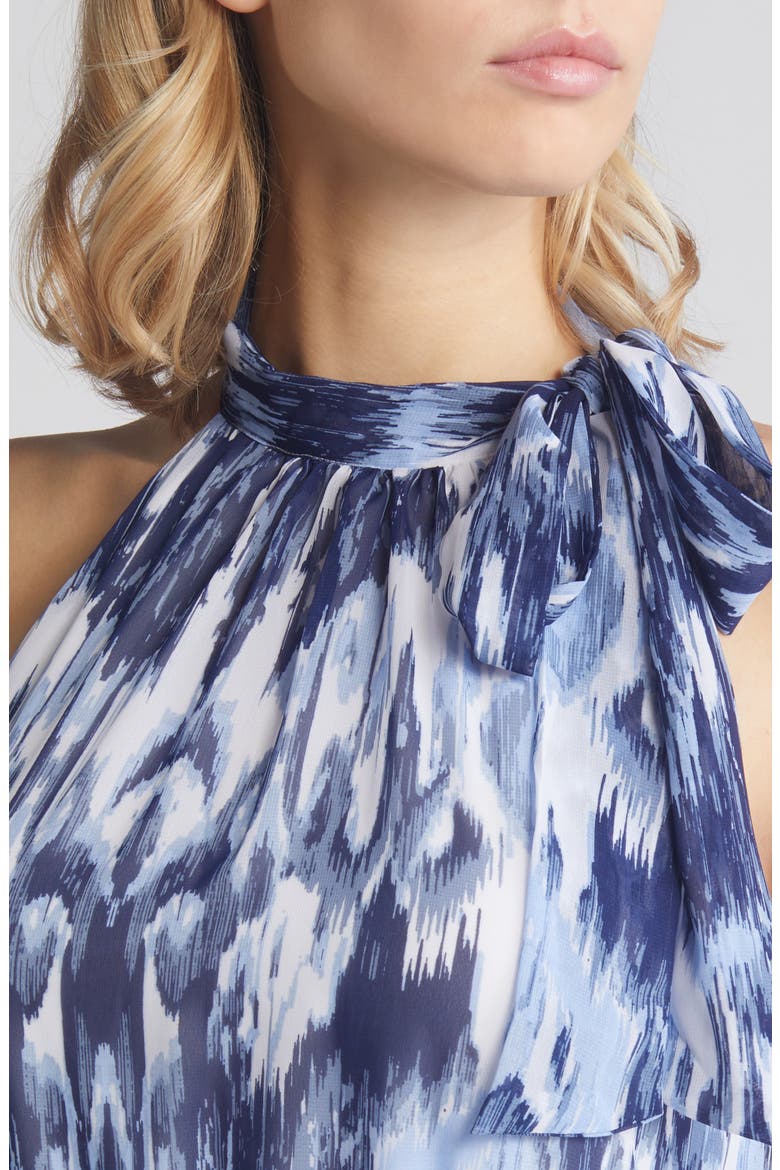 Tiered Tie Neck Maxi Dress, Alternate, color, BLUE MULTI