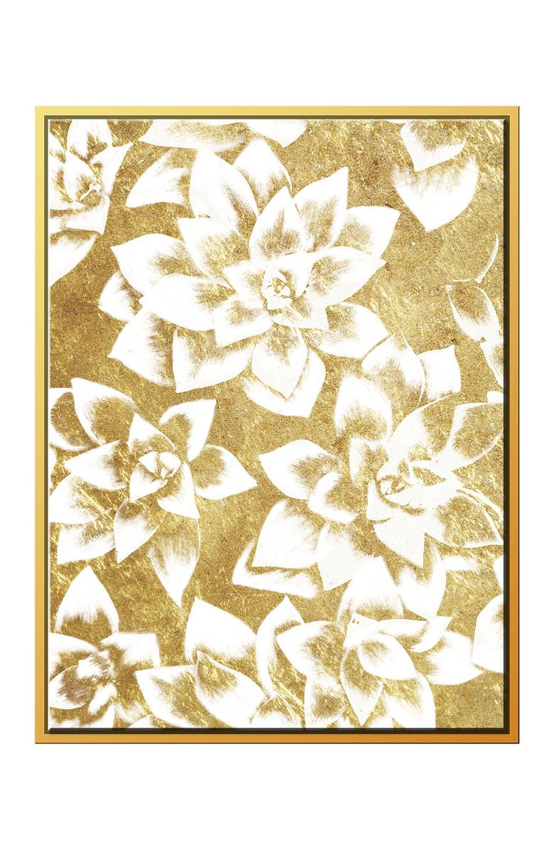 PTM IMAGES Golden Succulents Canvas with Floater Frame, Main, color, 