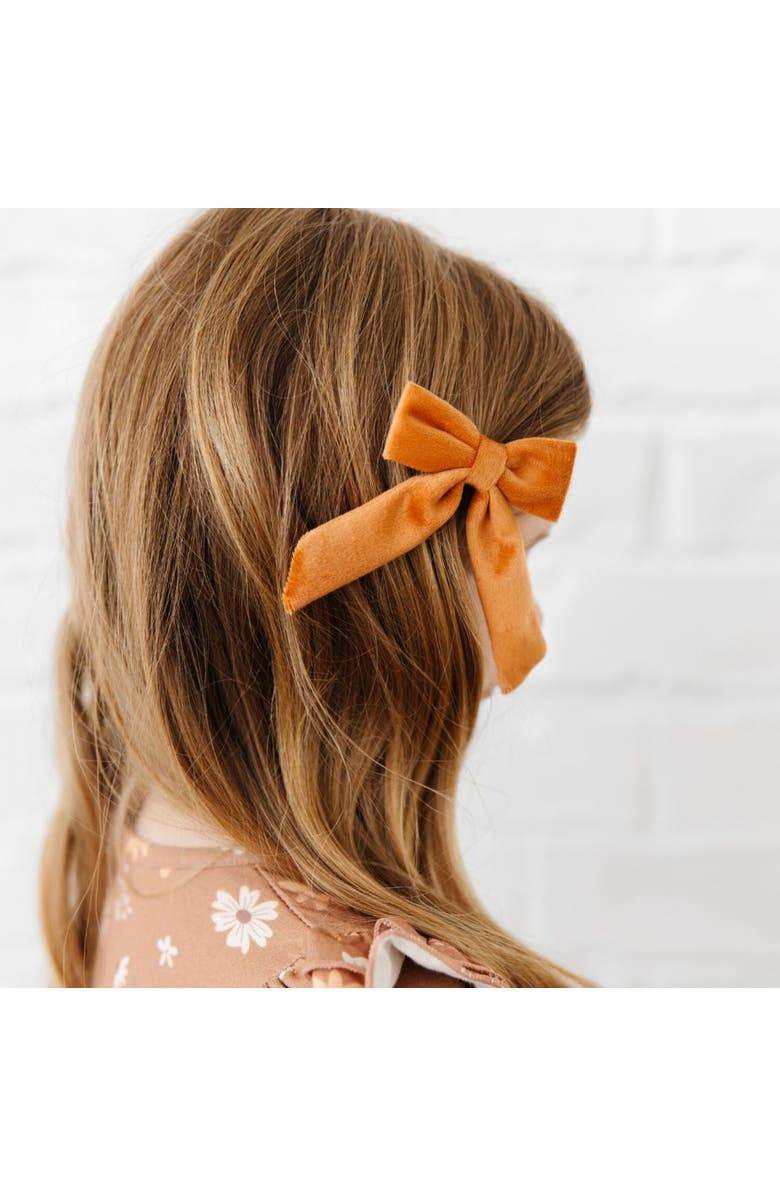 Sweet Wink Spice Velvet Bow Clip, Alternate, color, Spice