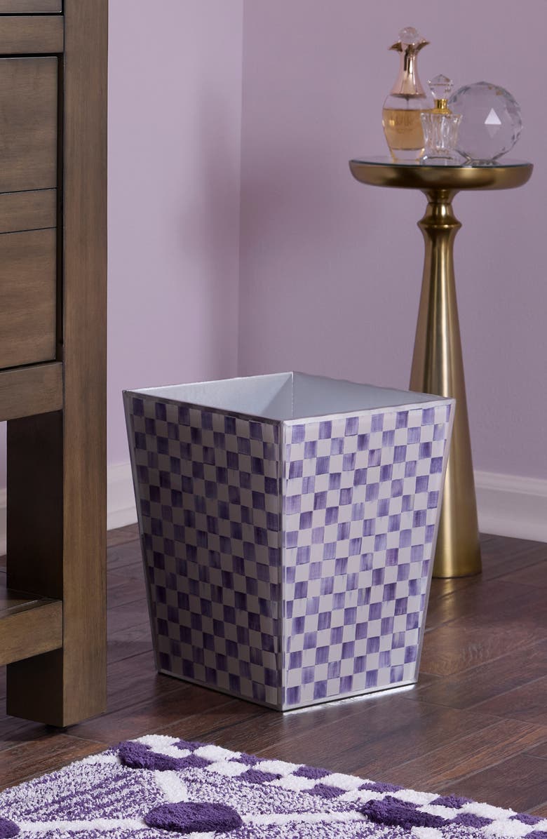 MACKENZIE CHILDS Violet Check Waste Bin, Alternate, color, Violet