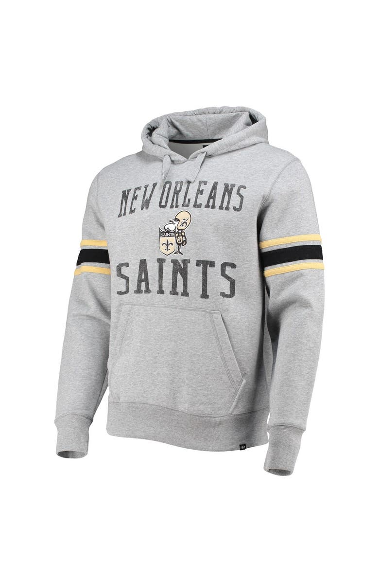 '47 Men's '47 Heathered Gray New Orleans Saints Double Block Throwback Pullover Hoodie, Alternate, color, Heather Gray
