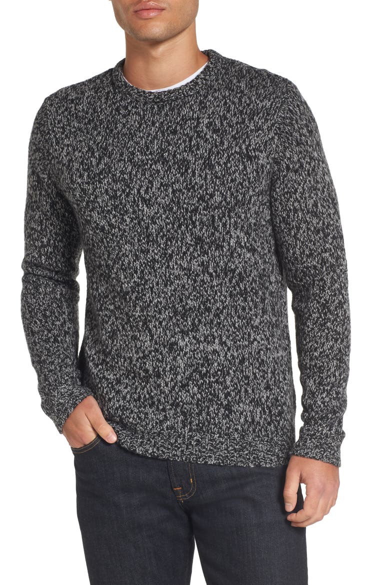 Marled Yarn Sweater, Main, color, GREY CHARCOAL MELANGE
